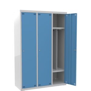 Skříňka 3dveřová s přepážkami a policemi – šířka 118,5 cm