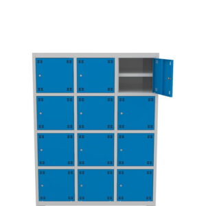 Skříňka výškově dělená s policí 12dveřová – výška 150 cm – šířka 120 cm