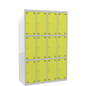 Školní šatní skříňka výškově dělená 12dveřová – výška 180 cm – šířka 117 cm